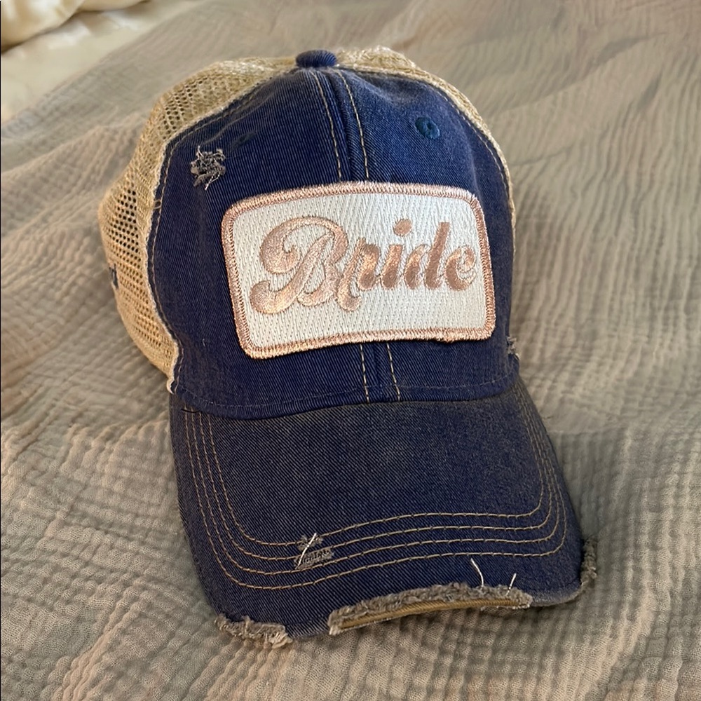 Judith March Blue and Tan Bride Trucker Hat
